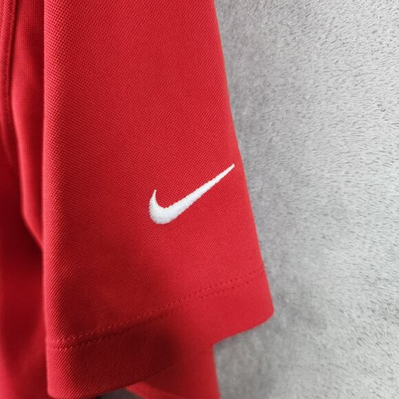 Mens Red Nike Golf Dri-Fit Polo Shirt Short Sleeve 1/4 Button Up Size XL - Picture 6 of 12